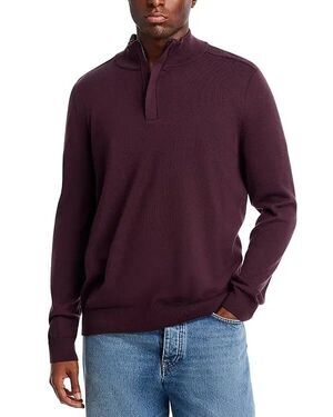 HUGO BOSS Sweater Mens XXL Burgundy 1/4 Zip Pullover Wool Blend LORMAN $198